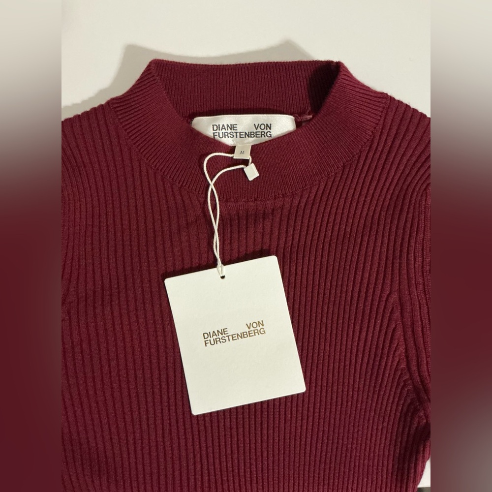 Diane Von Furstenberg Dillan Knit Midi Dress Size Medium in Cabernet NWT - Picture 10 of 14